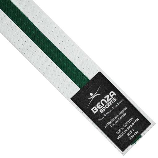 Karate Taekwondo White with green Stripe Belts