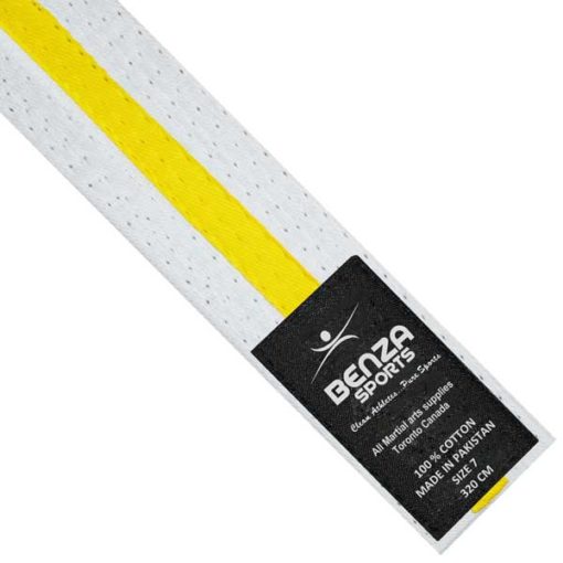 Karate Taekwondo White with yellow Stripe Belts